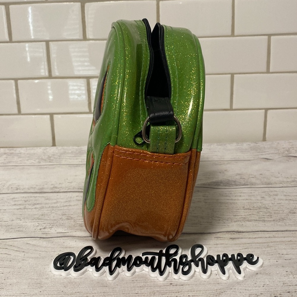 *Love Pain and Stitches Orange Green Slime Angry Pumpkin Halloween Purse - Picture 4 of 8